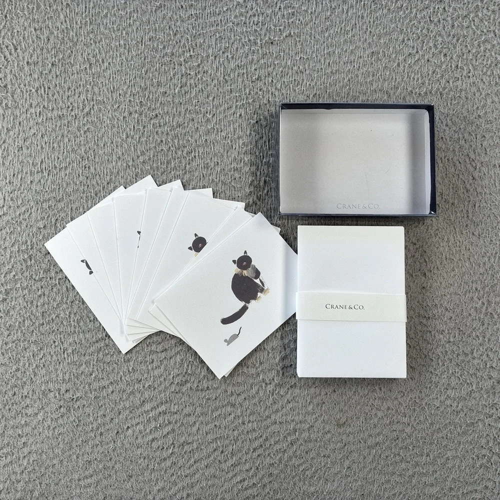 9 Crane & Co Cat and Mouse Blank Note Cards & Envelopes